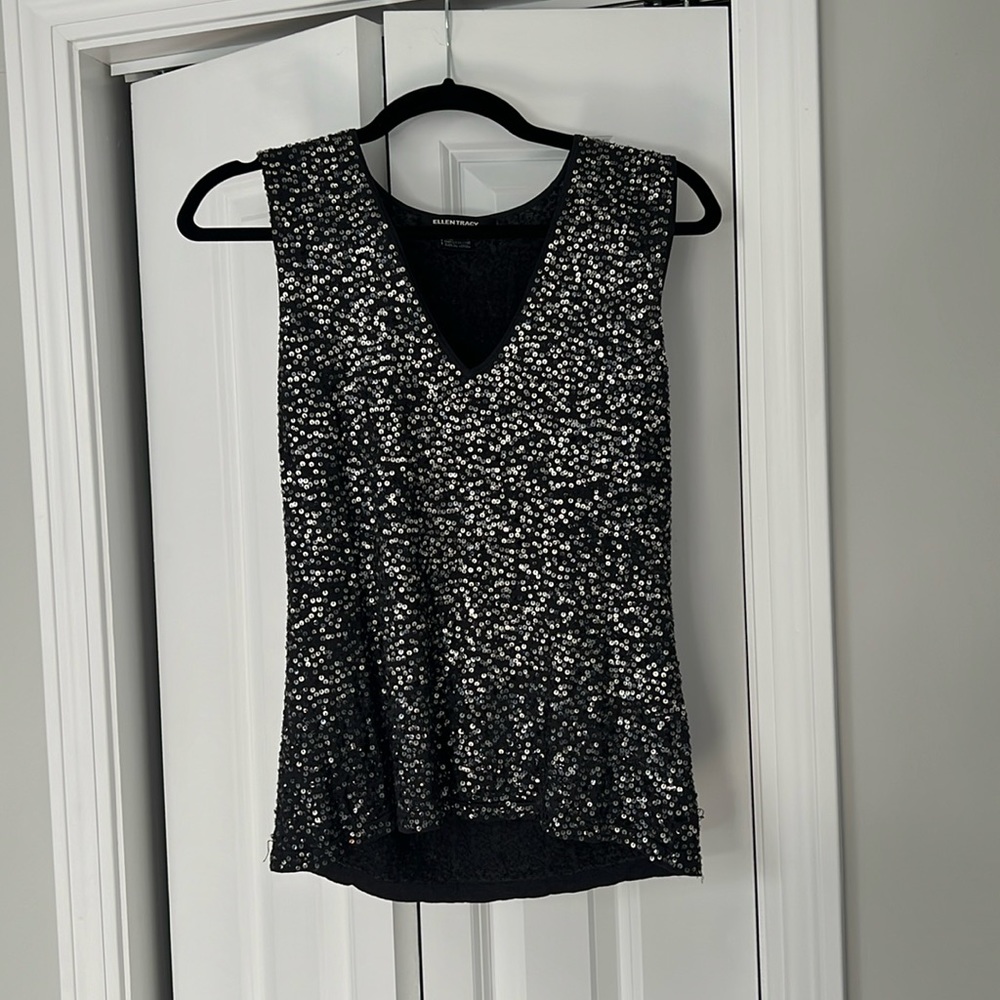 Ellen Tracy Silk Sequin Tank